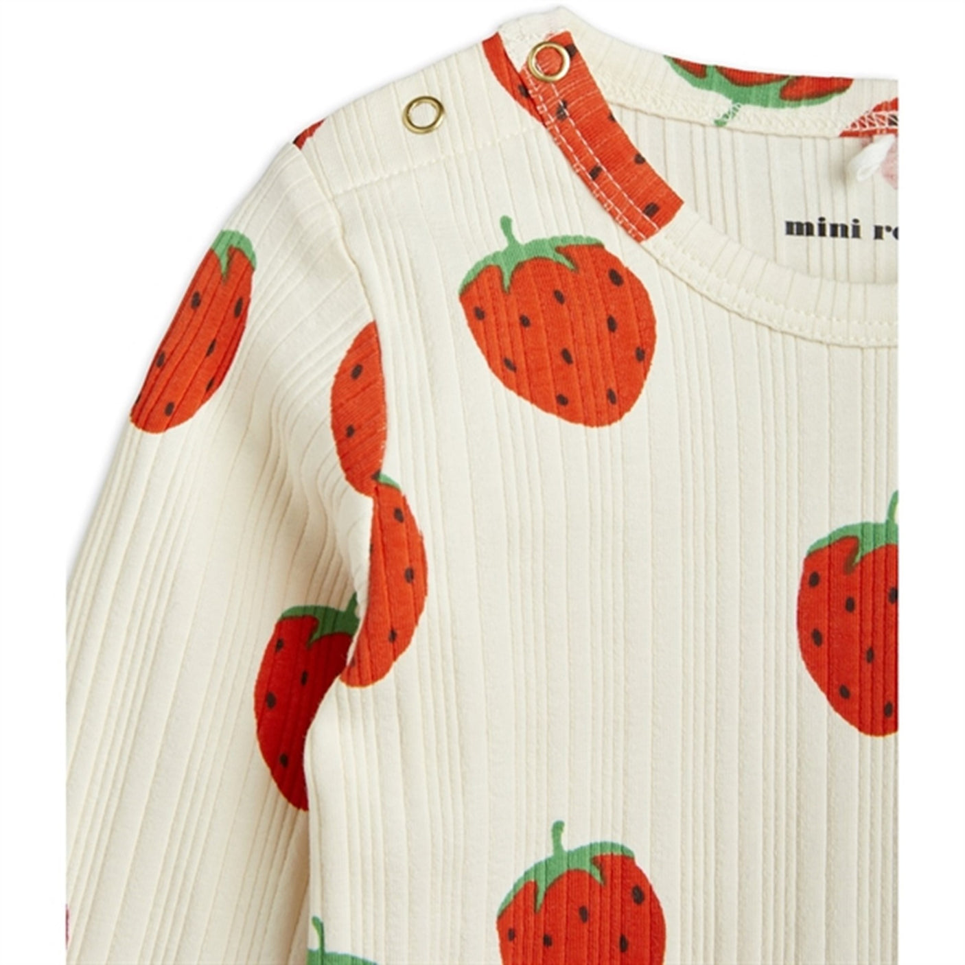 Mini Rodini Strawberries Aop Ls Body Offwhite