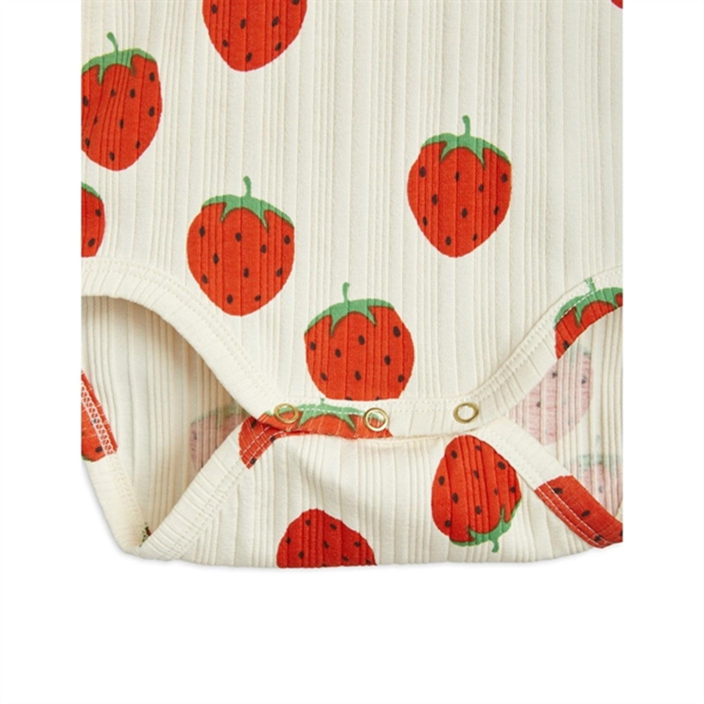 Mini Rodini Strawberries Aop Ls Body Offwhite