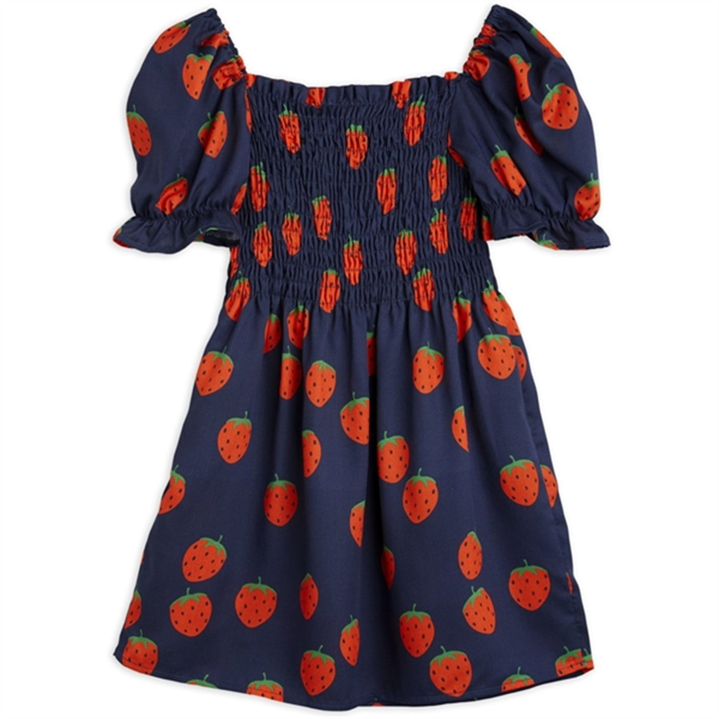 Mini Rodini Strawberries Aop Woven Ss Dress Blue
