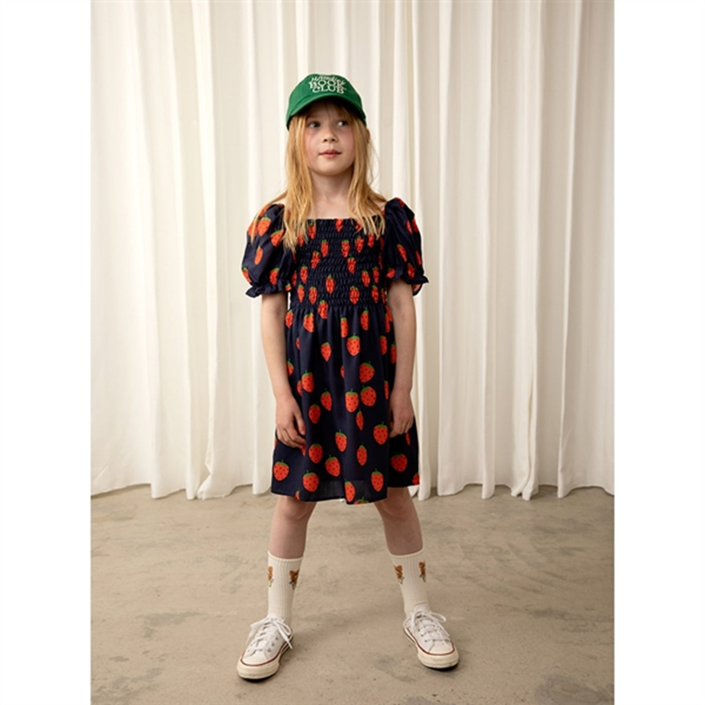 Mini Rodini Strawberries Aop Woven Ss Dress Blue