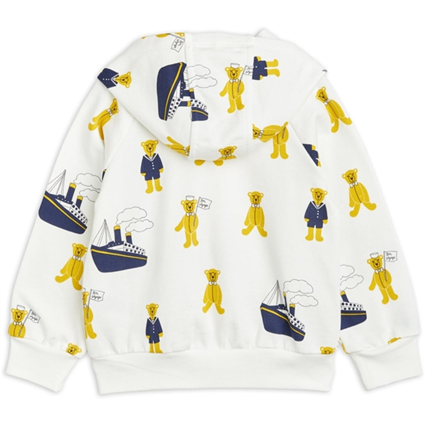 Mini Rodini Teddybears AOP Zip Hoodie White