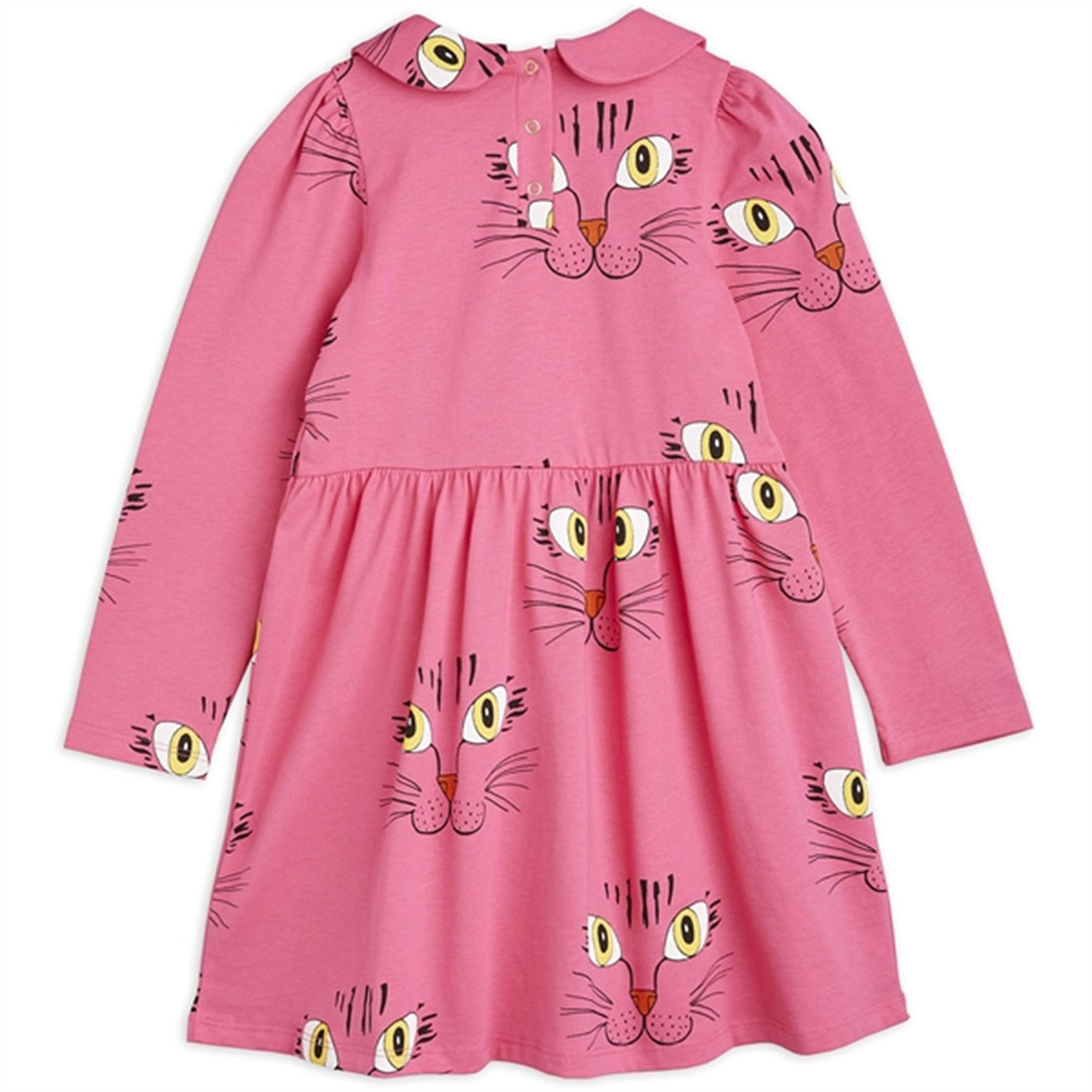 Mini Rodini Cat Face Aop Ls Dress Pink