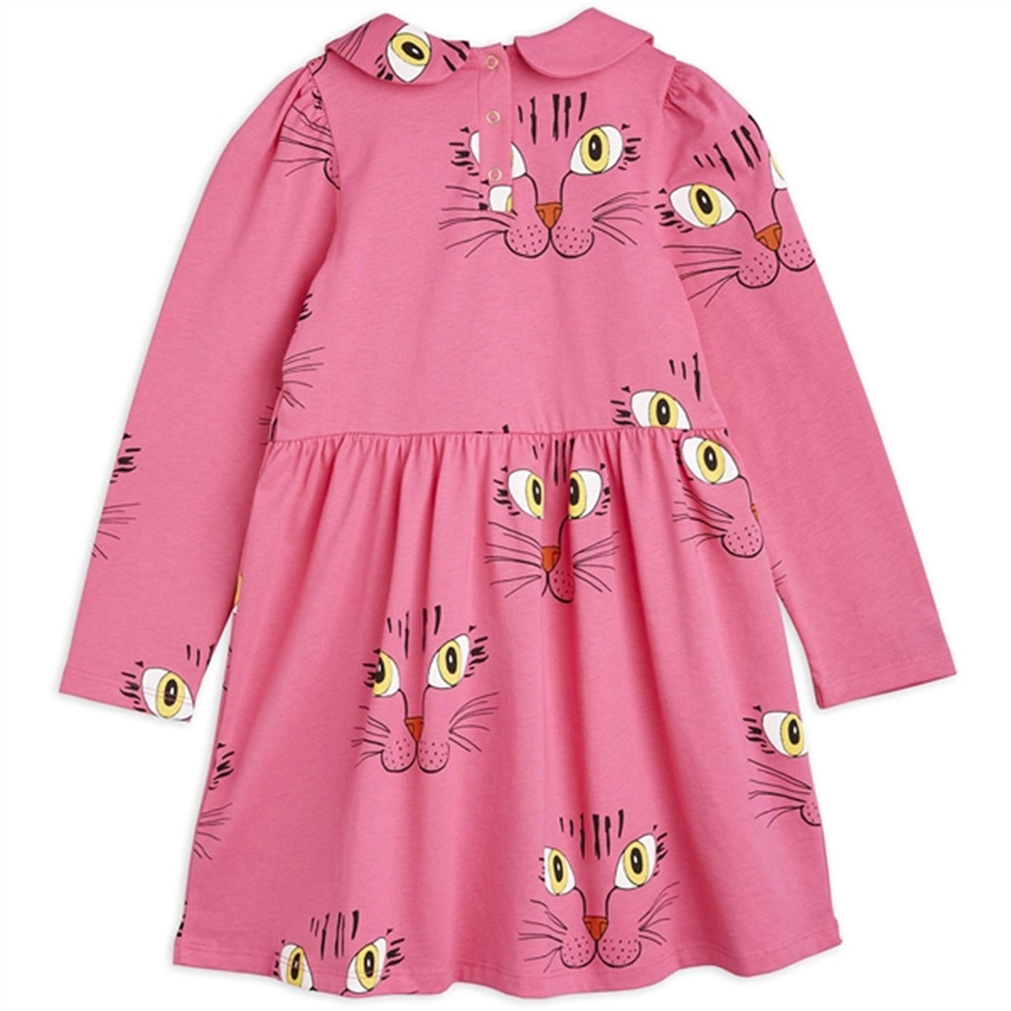 Mini Rodini Cat Face Aop Ls Dress Pink