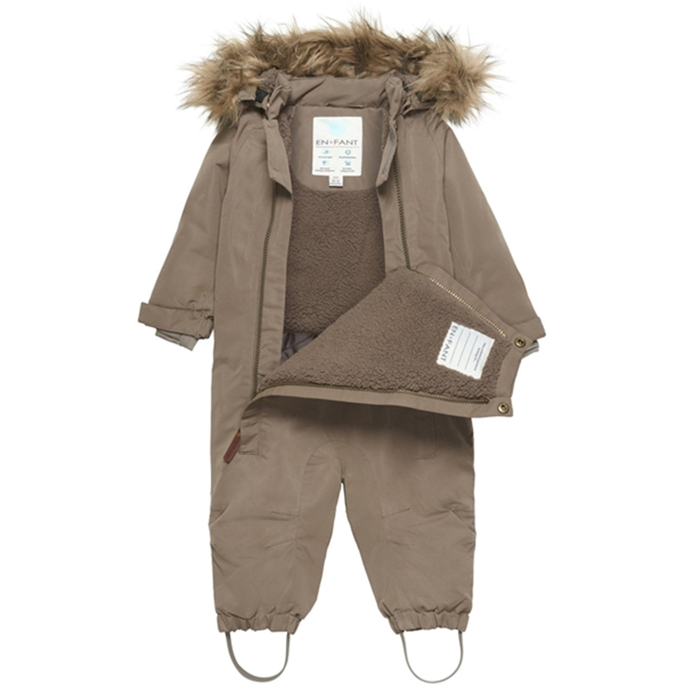 En Fant Snow Suit m. Faux Fur Chocolate Chip