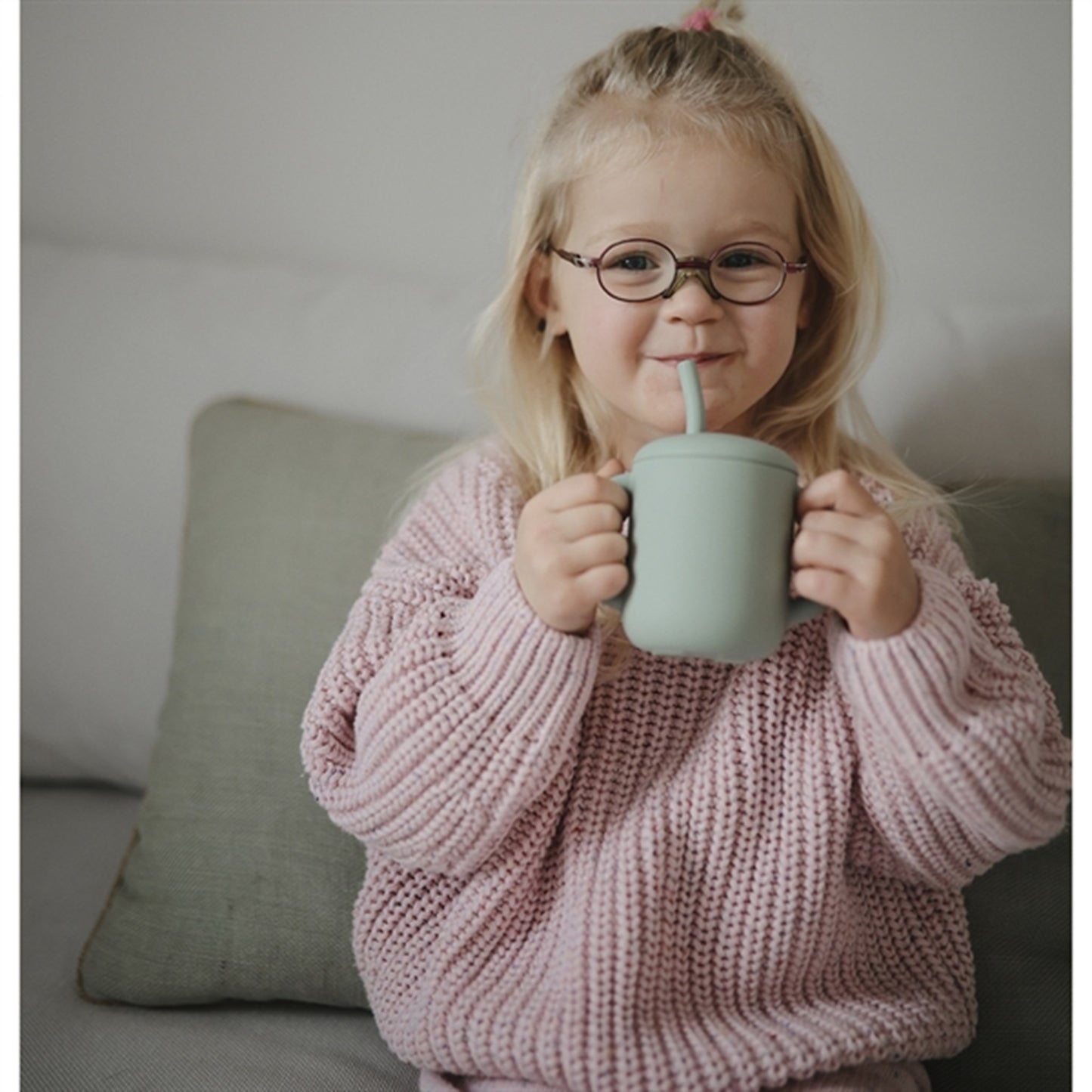 Mushie Silicone Training Cup Cambridge Blue