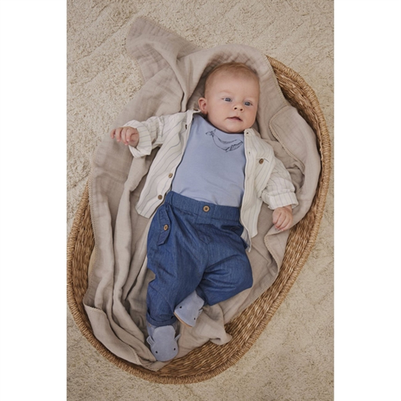 En Fant Slippers Suede Dusty Blue