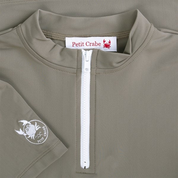 Petit Crabe Taupe Max Half Zip Swim Shirt