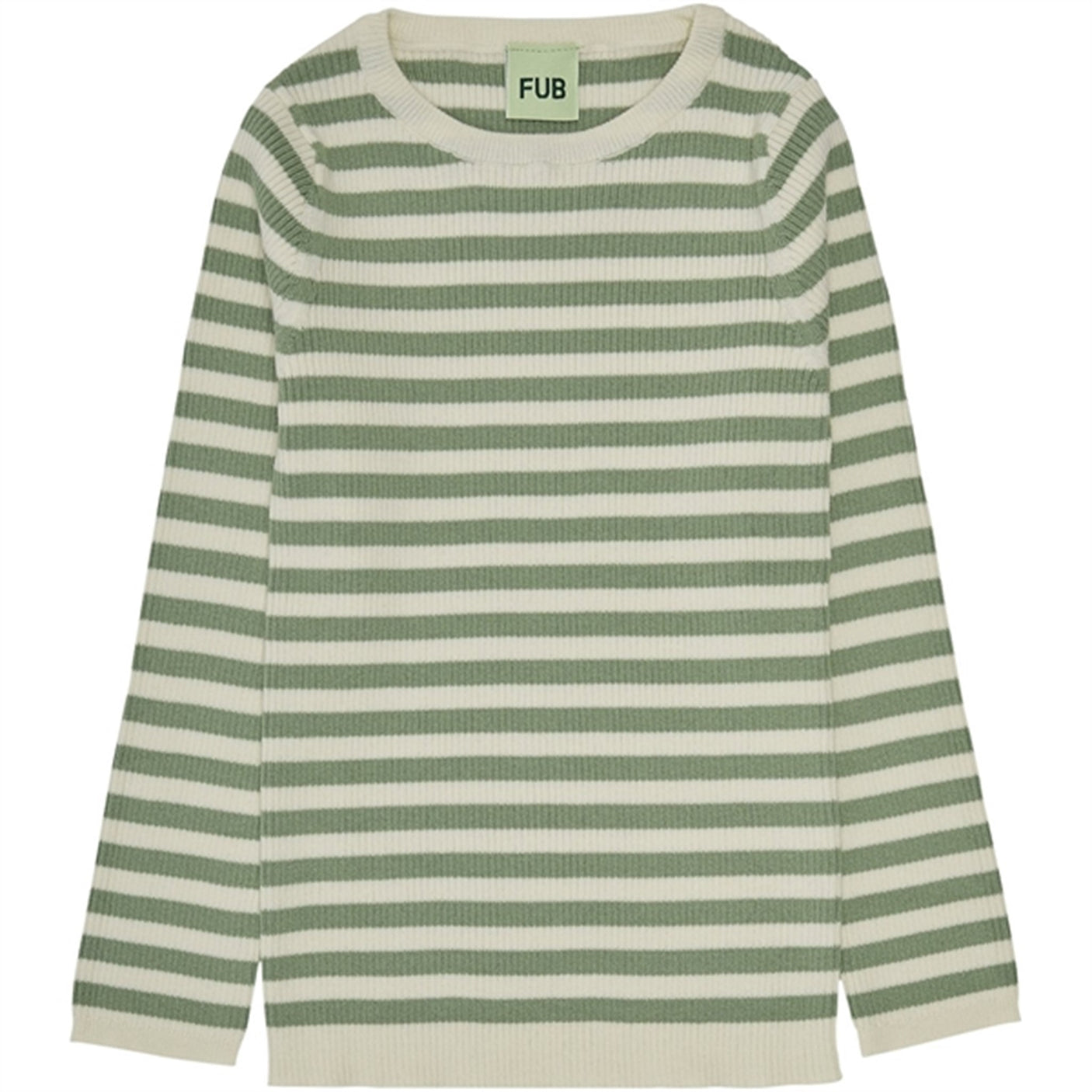 FUB Striped Rib Blouse Ecru/Leaf