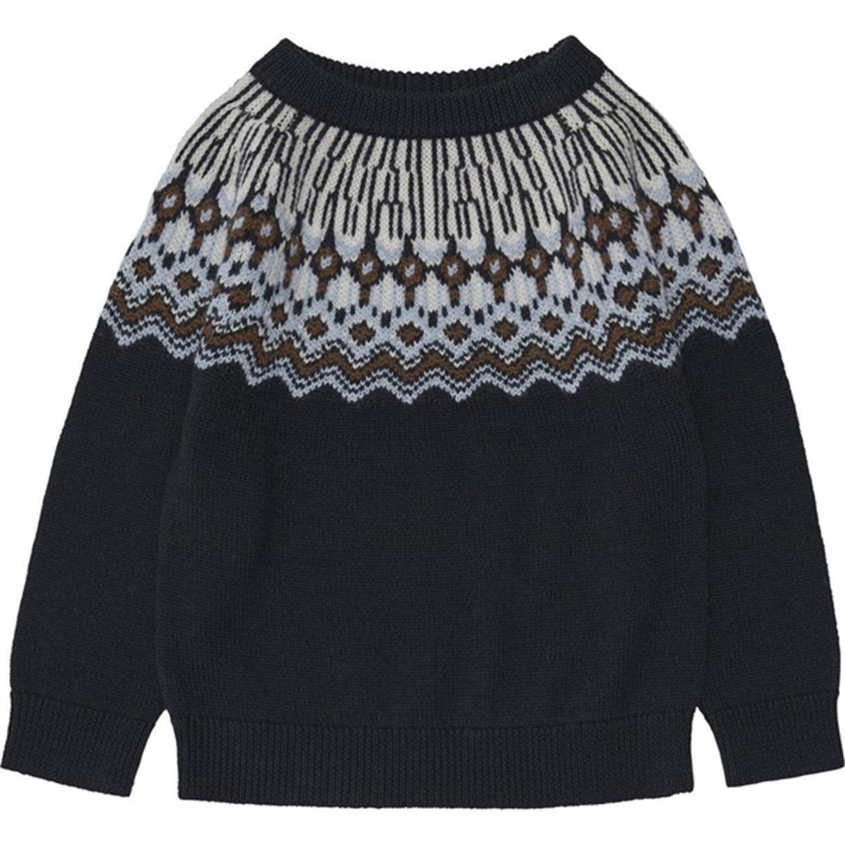 FUB Fair Isle Knitted Sweater Dark Navy