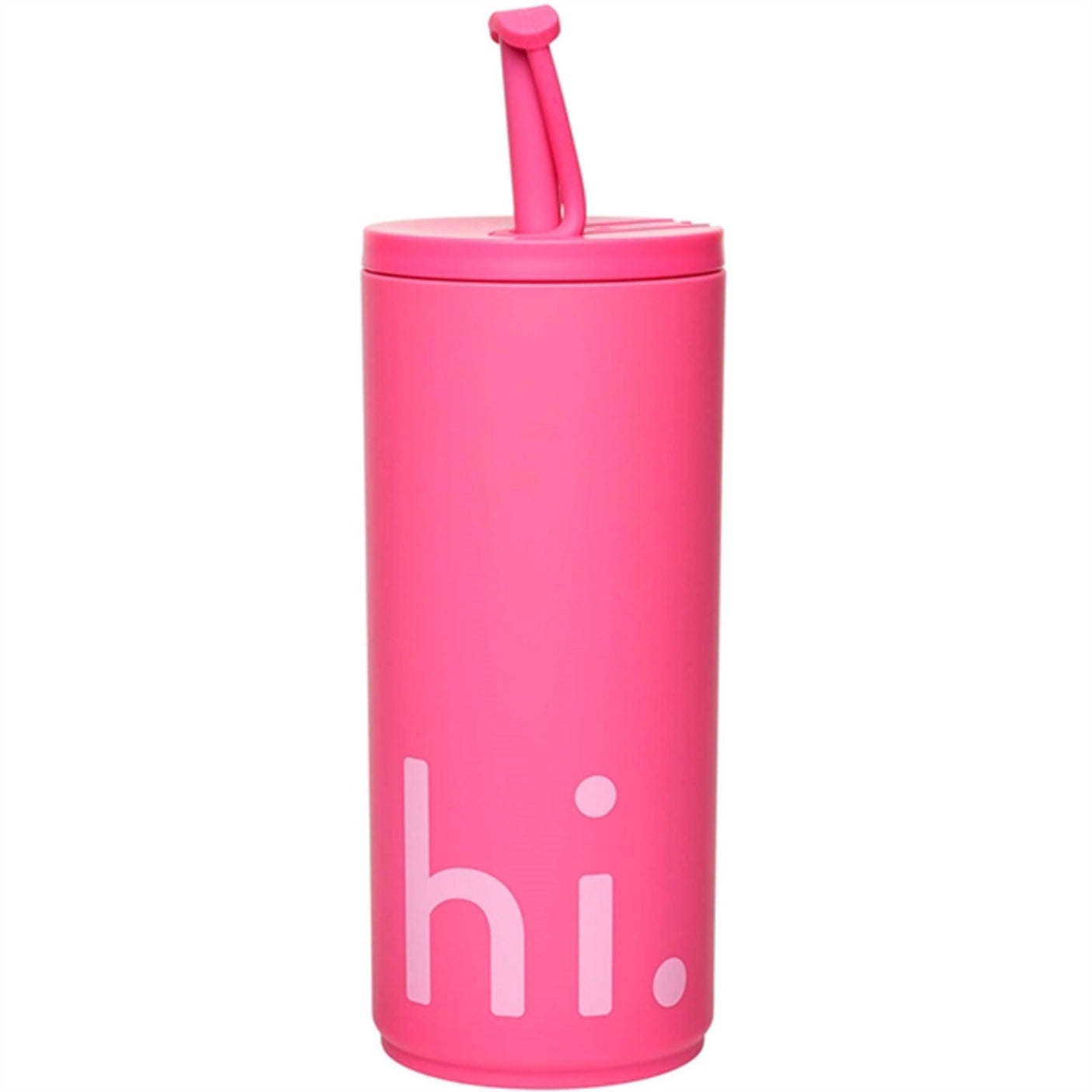 Design Letters Travel Drinking Cup With Straw Pink