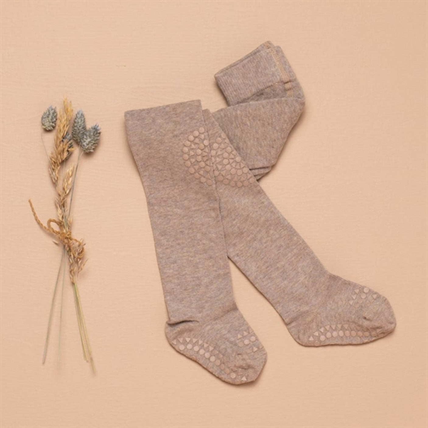 GObabyGO Non-Slip Crawling Tights Wool Sand