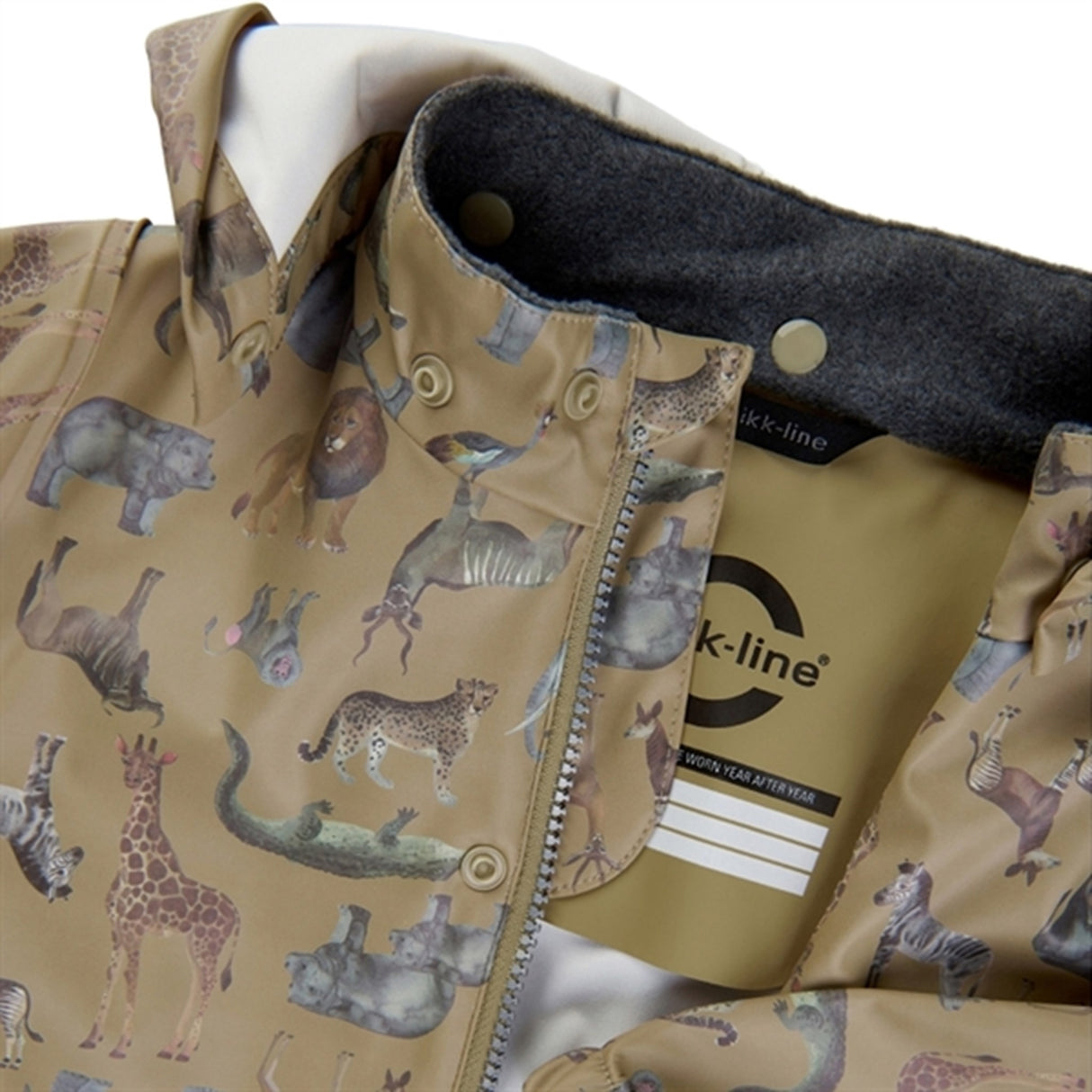 Mikk-Line Rainset AOP Zoo Olive Gray