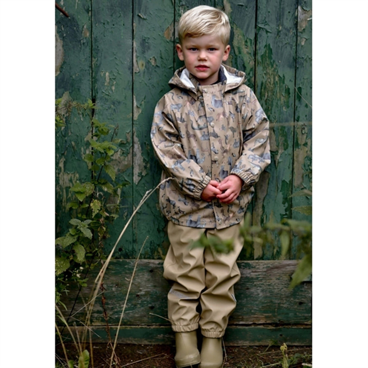 Mikk-Line Rainset AOP Zoo Olive Gray