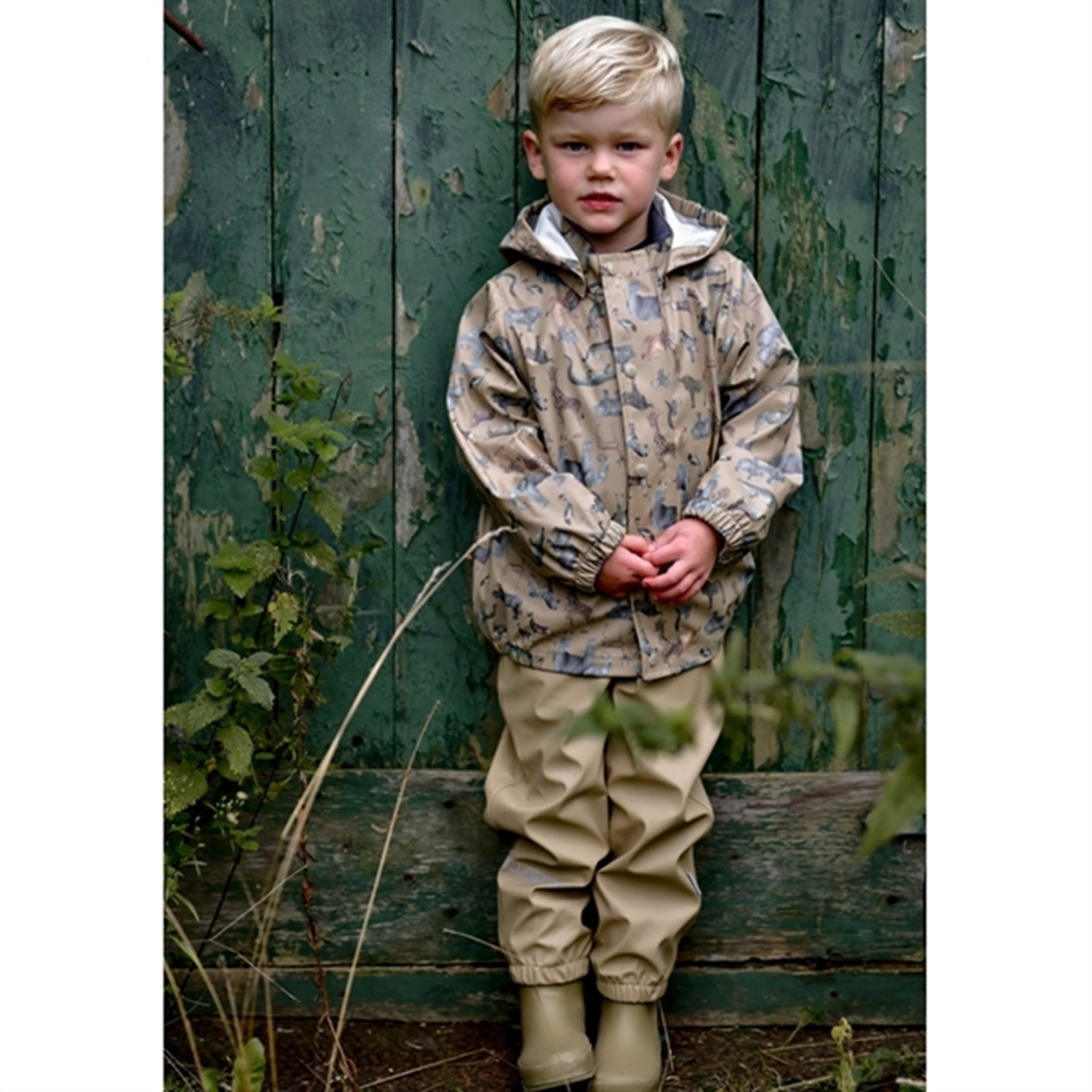 Mikk-Line Rainset AOP Zoo Olive Gray