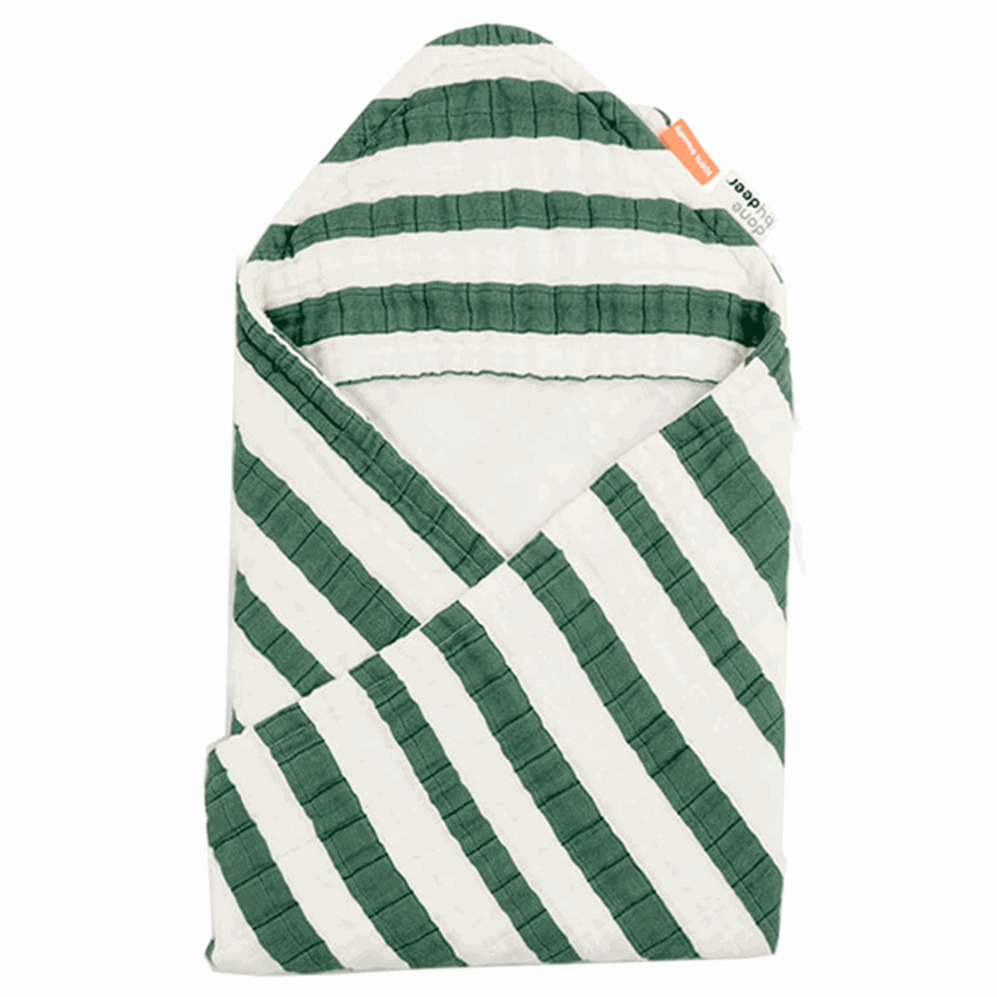 Done by Deer Towel W/Hood GOTS Stripes Green