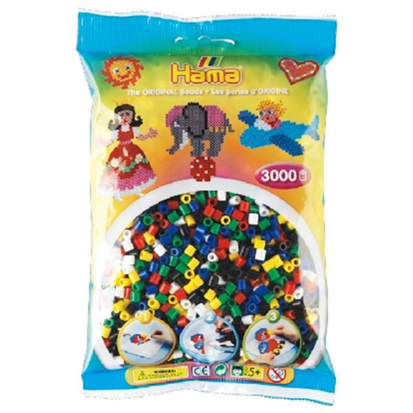 HAMA Midi Beads 3000 pcs 6 Colors Mix