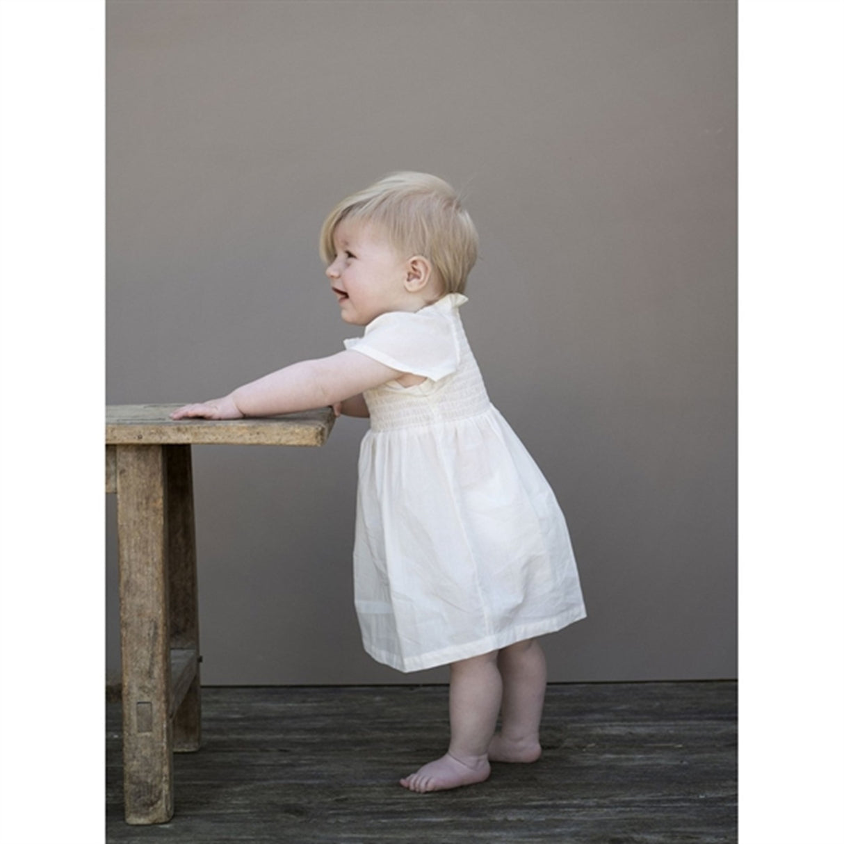 Serendipity Offwhite Baby Smock Dress