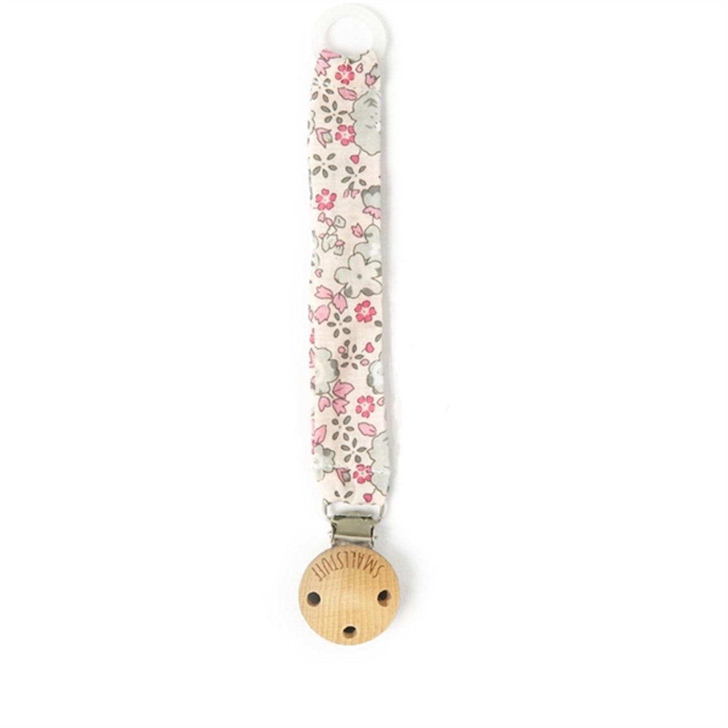 Smallstuff Fabric Pacifier Strap Rose/Grey Flower