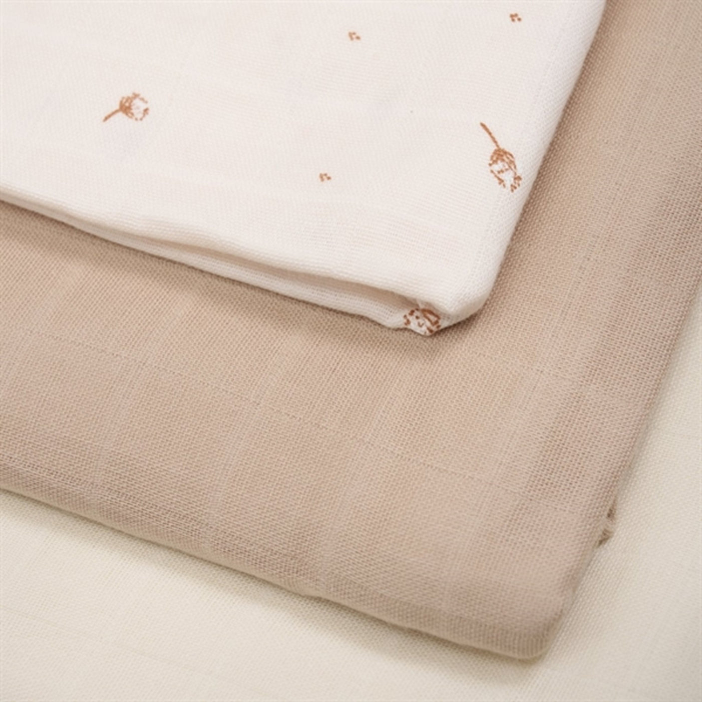 FIXONI Silver Peony Muslin Cloth 3-Pack