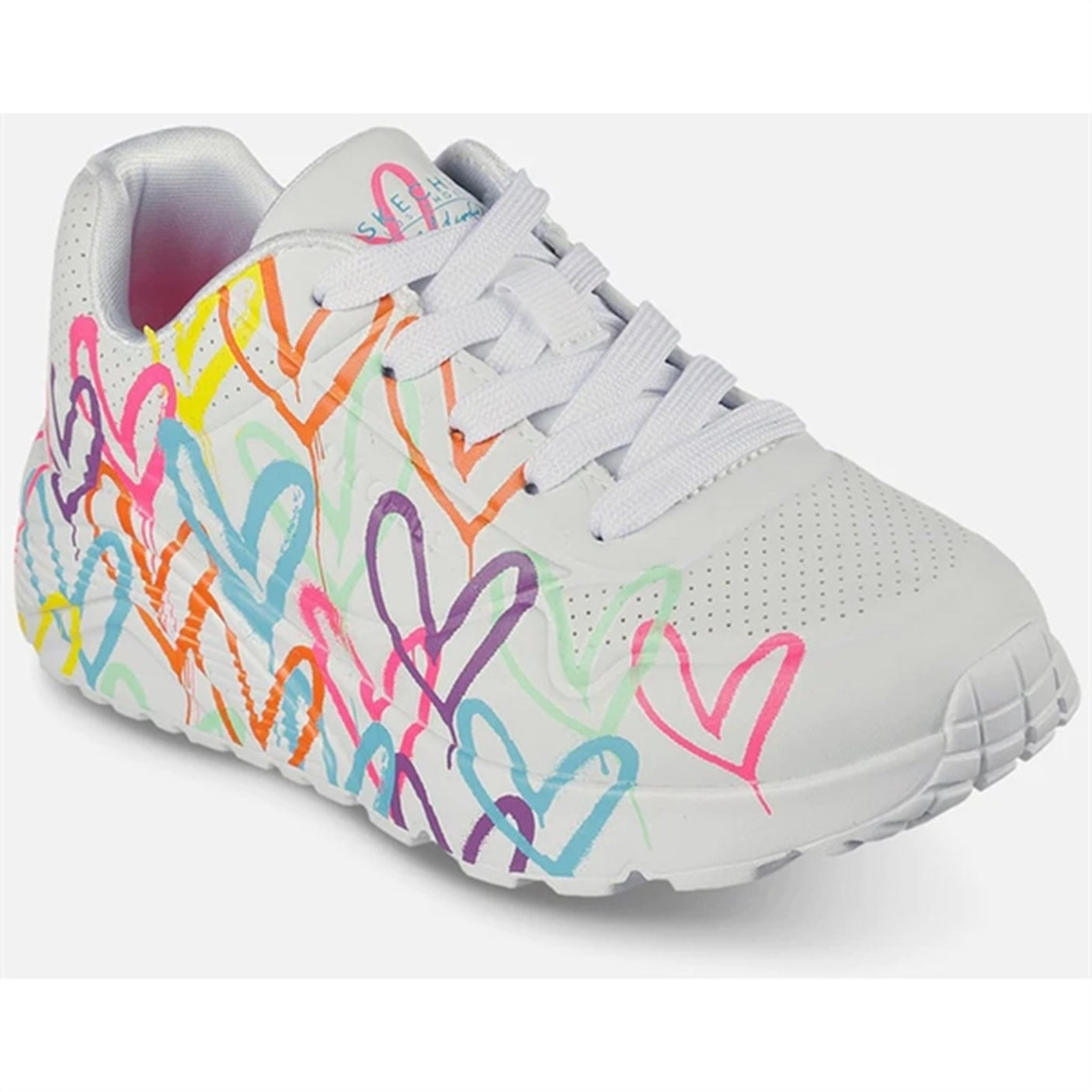 Skechers Girls Uno Sneakers Lite Spread The Love White Multicolor
