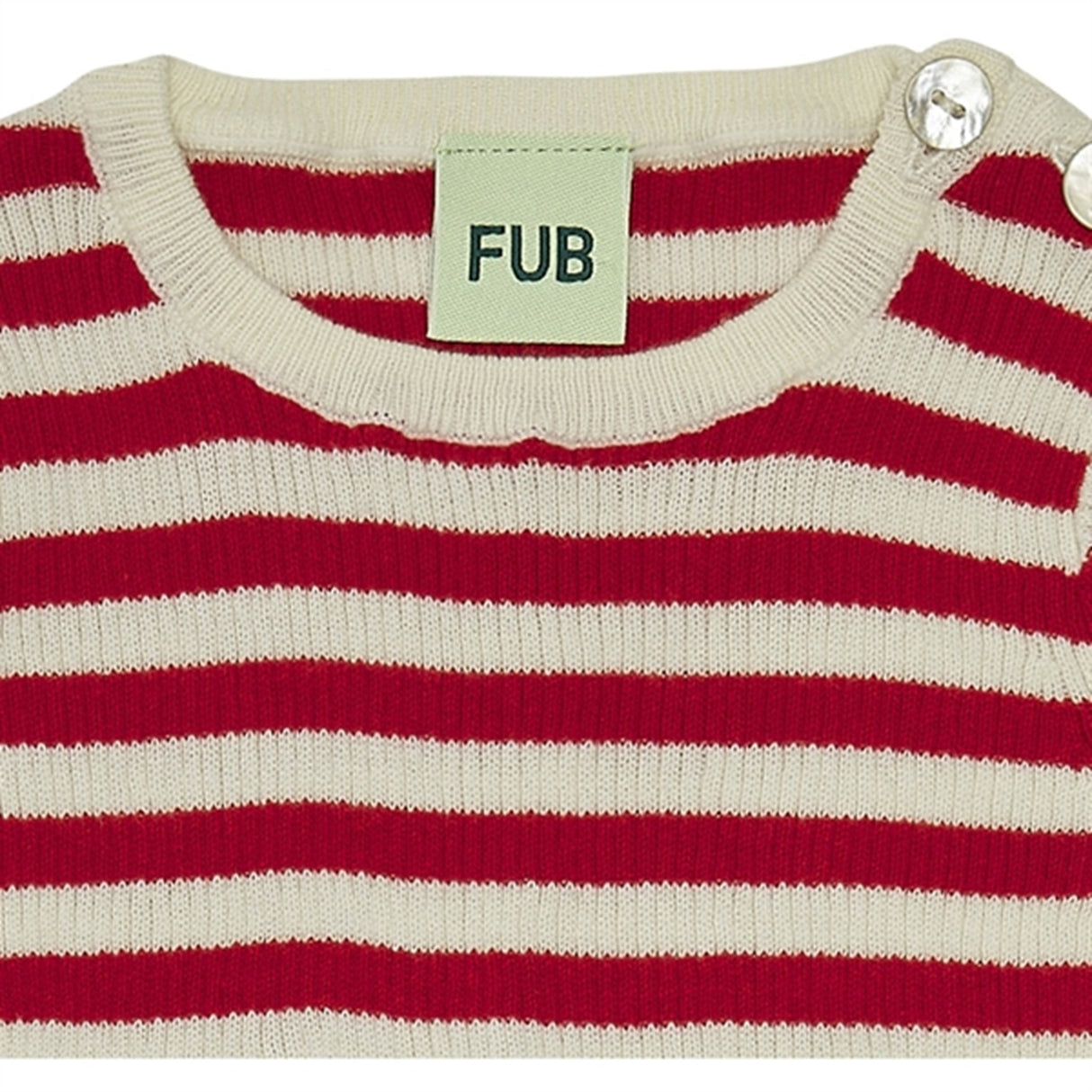 FUB Baby Rib Body Ecru/Bright Red