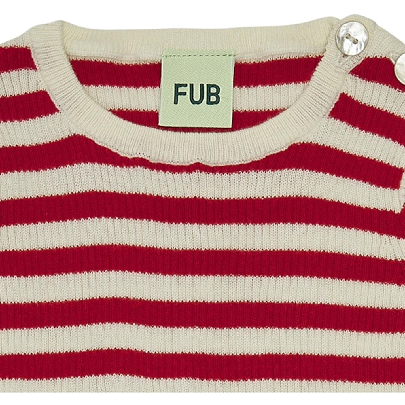 FUB Baby Rib Body Ecru/Bright Red