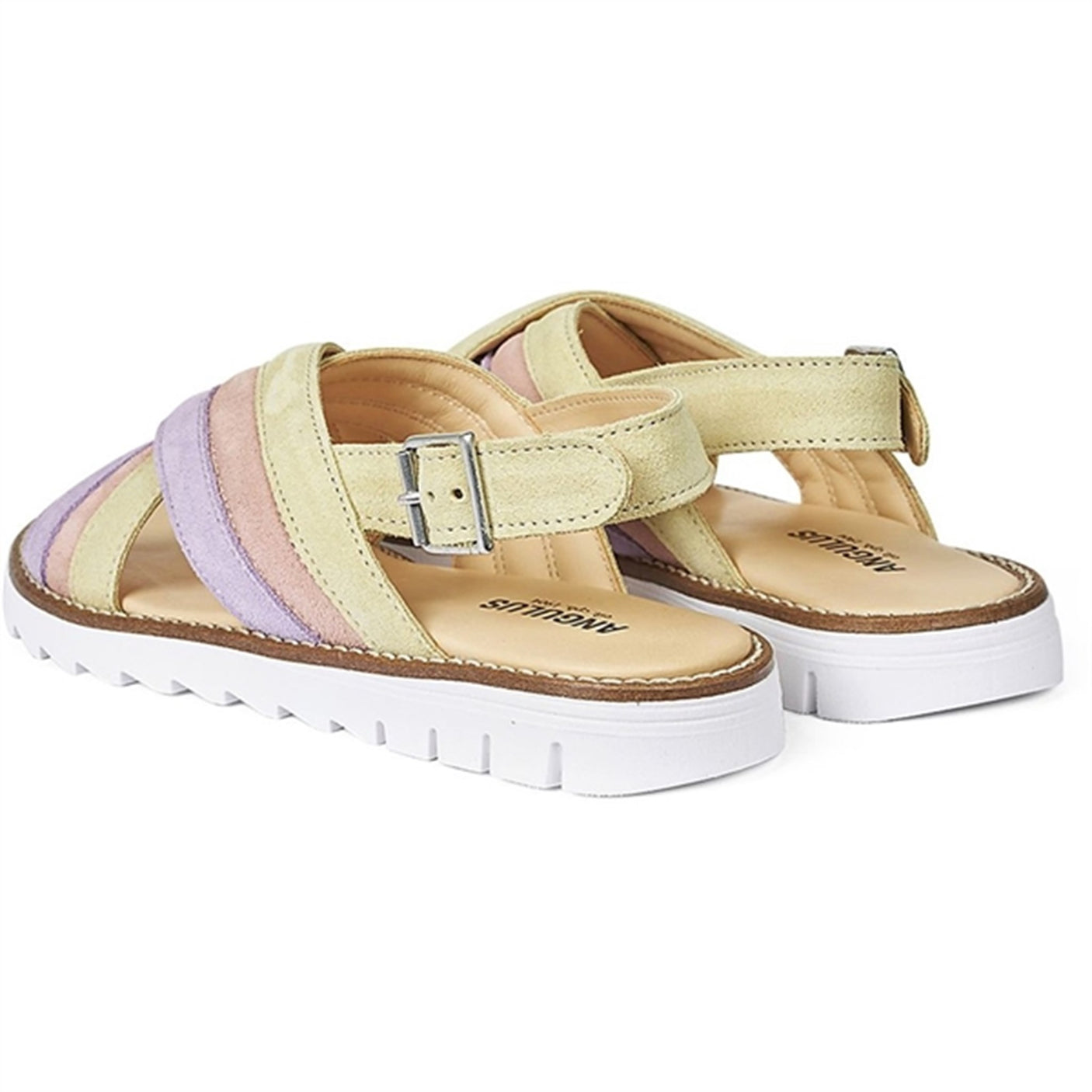 Angulus Sandal W. Open Toe And Buckle Lilac/Peach/Light Yellow