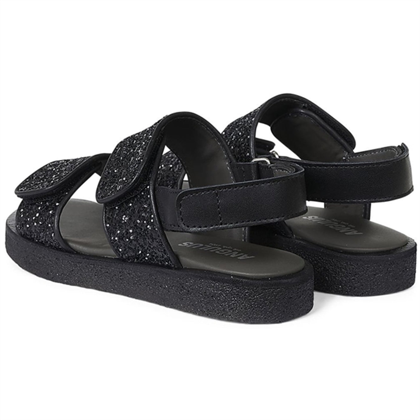 Angulus Glitter Sandal W. Velcro Black/Black Glitter