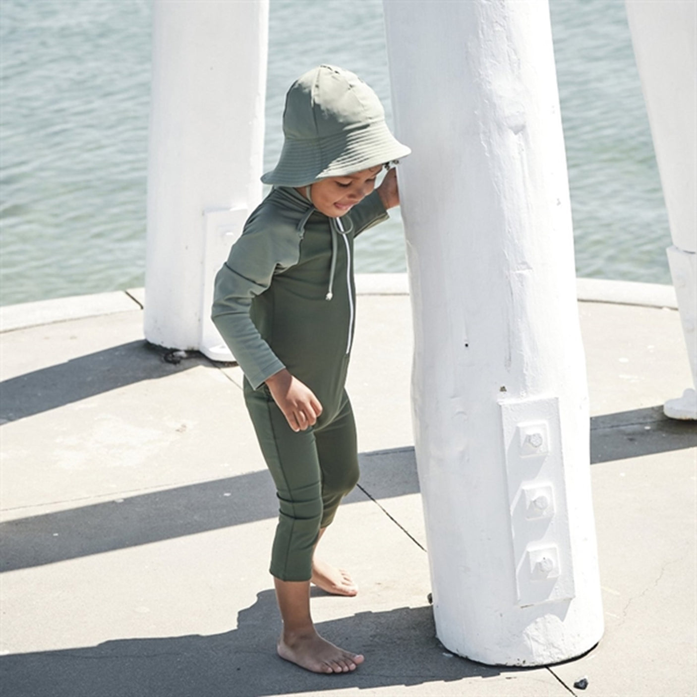 Petit Crabe Forest/Army Multi Color Onesie with Zipper