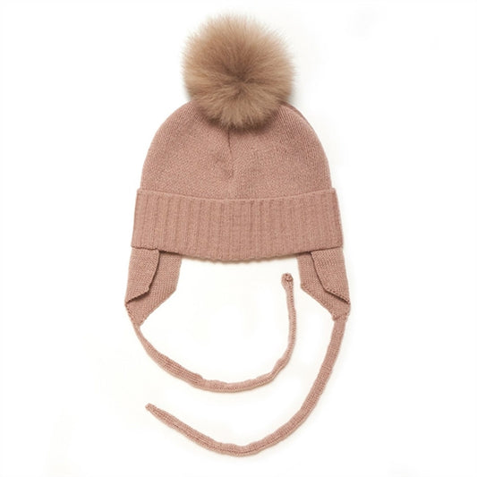 Huttelihut Bonnet Wool Knit Alpaca Pompom Chullu Dusty Rose