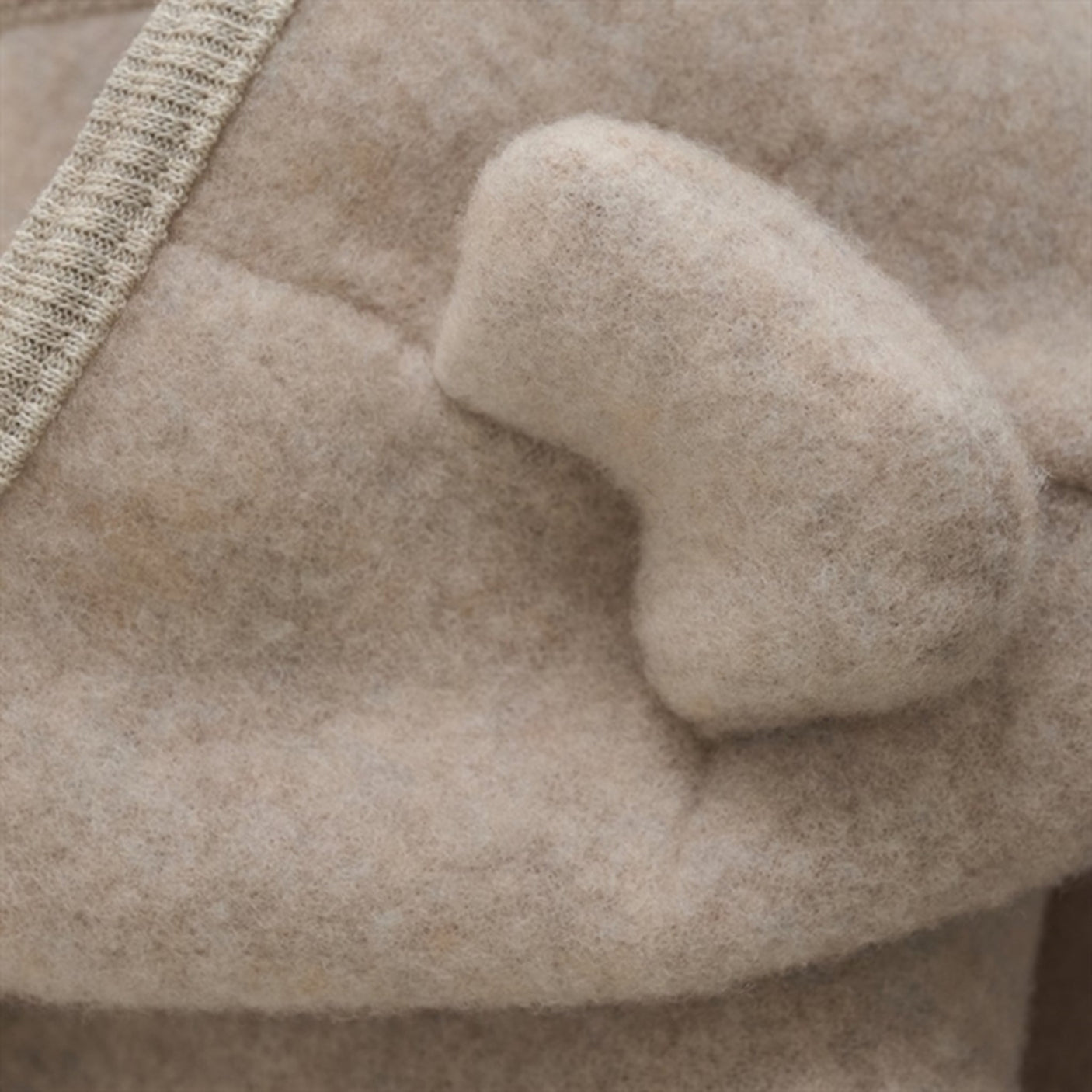 Huttelihut Pram Suit Ears Wool Fleece Dust Melange