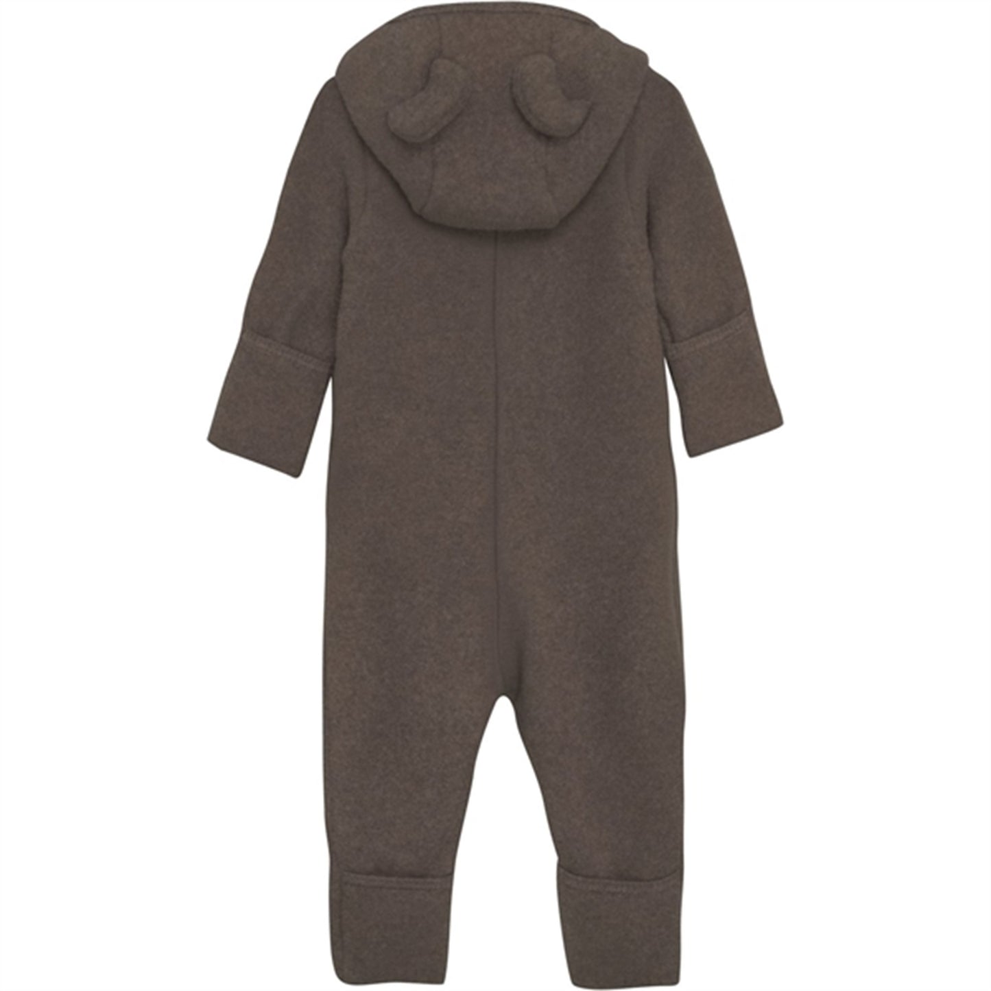 Huttelihut Pram Suit Ears Wool Fleece Dark Brown Melange