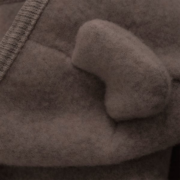 Huttelihut Pram Suit Ears Wool Fleece Dark Brown Melange