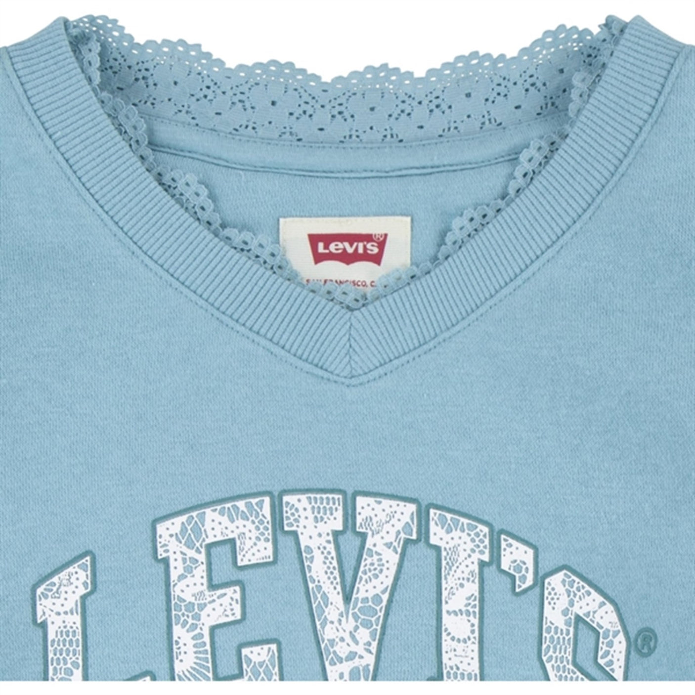 Levi's Lace Trim V-neck Blouse Aqua Sea Blue