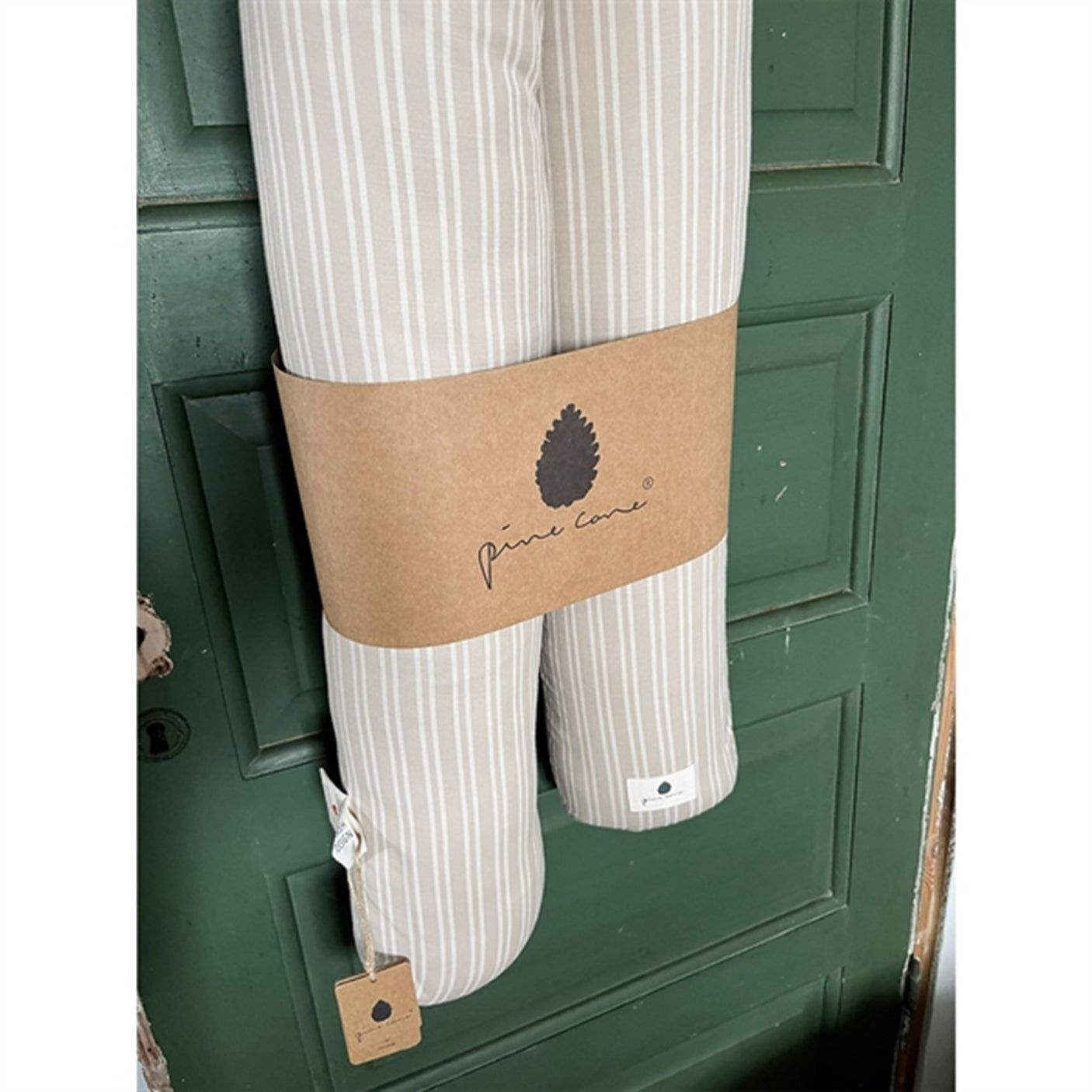 Pine Cone Mommy Pillow Beige Stripe