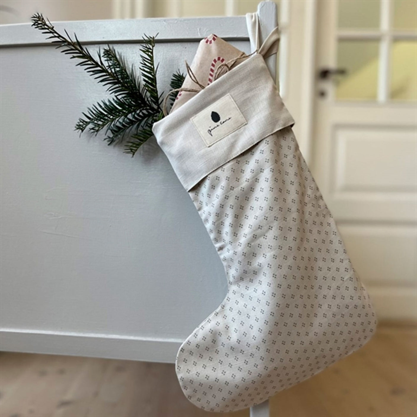 Pine Cone Grandma's Christmas Sock Natura Dot