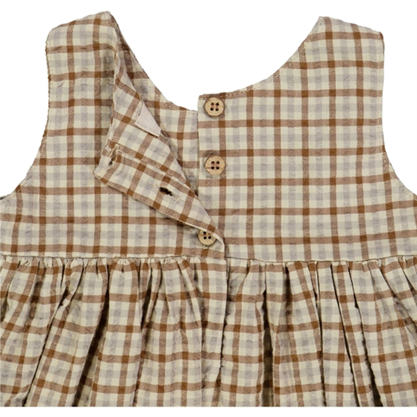Wheat Golden Dove Check Pinafore Wrinkles Dress