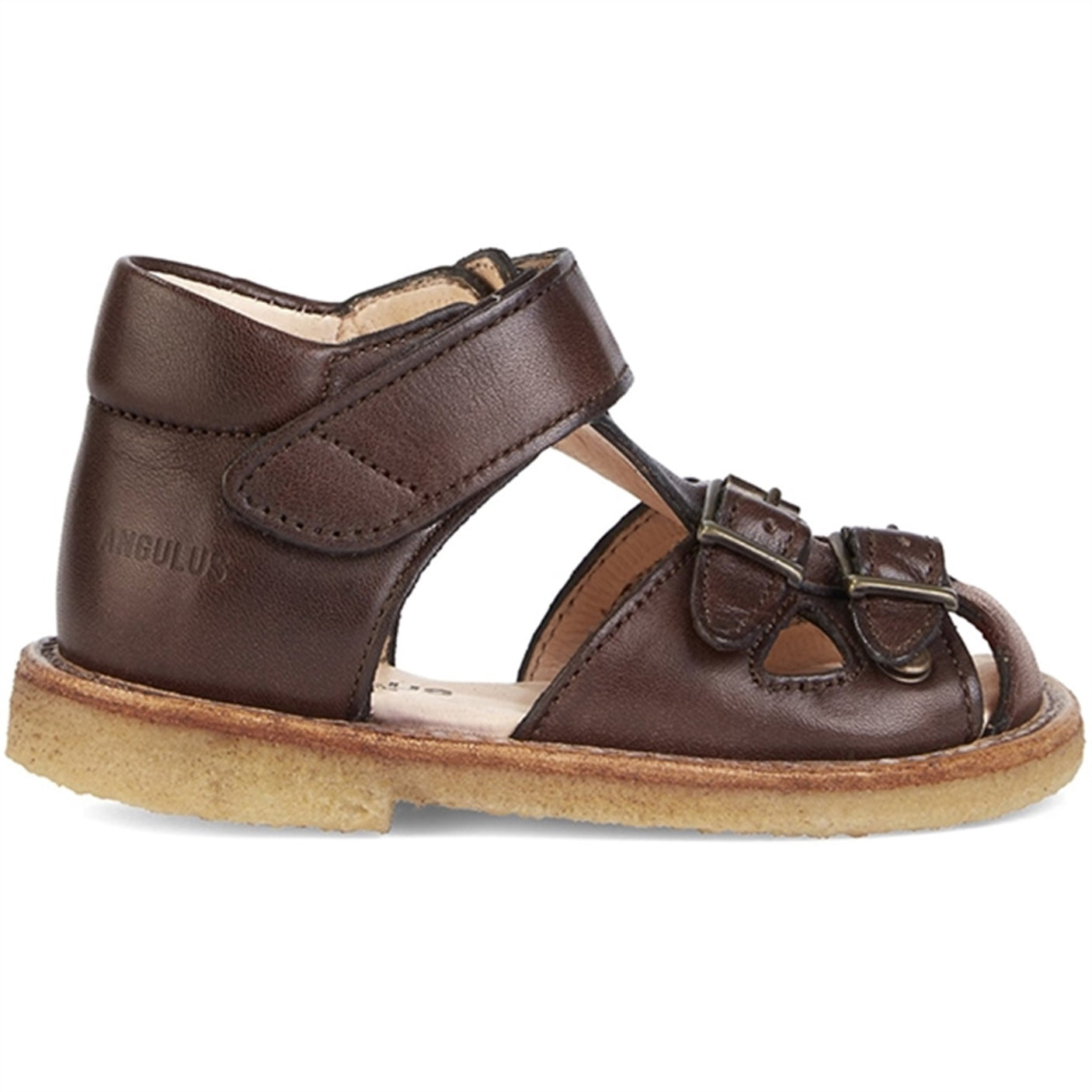 Angulus Starter Sandal W. Velcro And Buckles Dark Brown