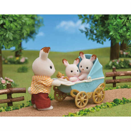 Sylvanian Families® Chocolate Rabbit Twins Set (New Pram)