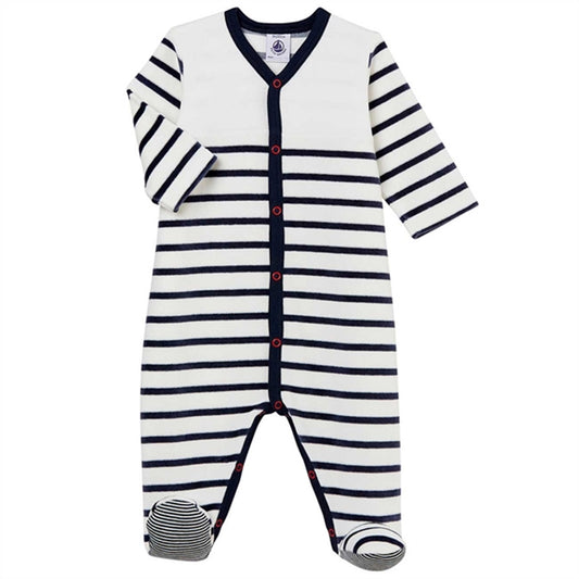 Petit Bateau Body Suit Dors Bien White/Black Stripes