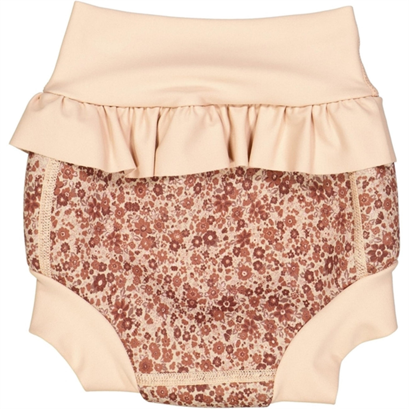 Wheat Red Flower Meadow Ruffle Neopren Swim Pants