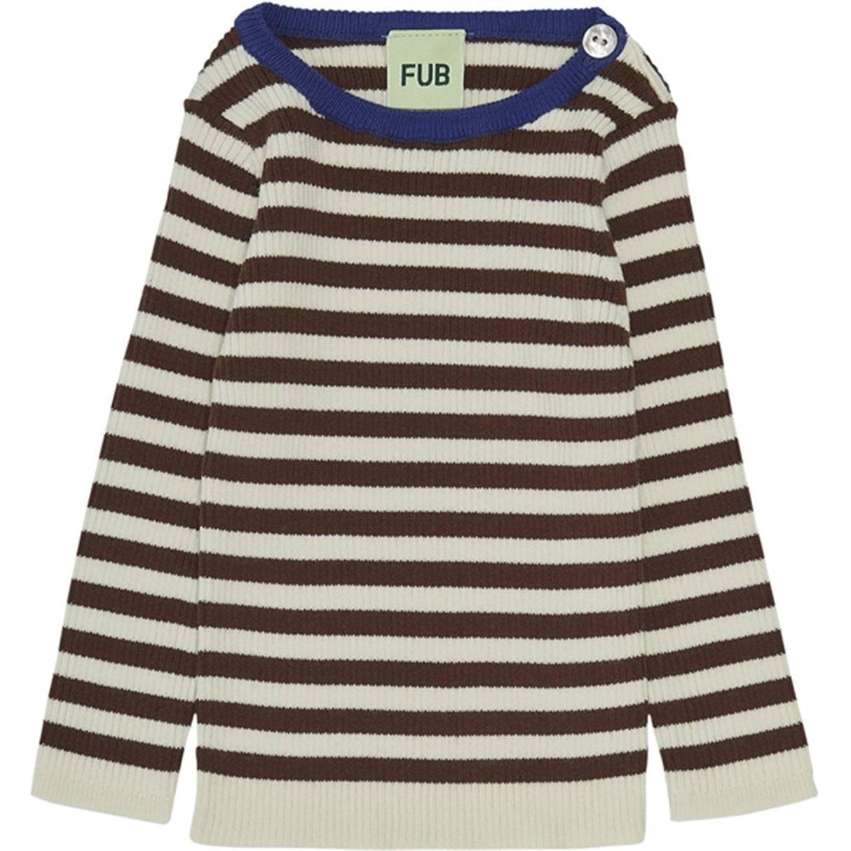 FUB Baby Striped Rib Blouse Ecru/Maroon