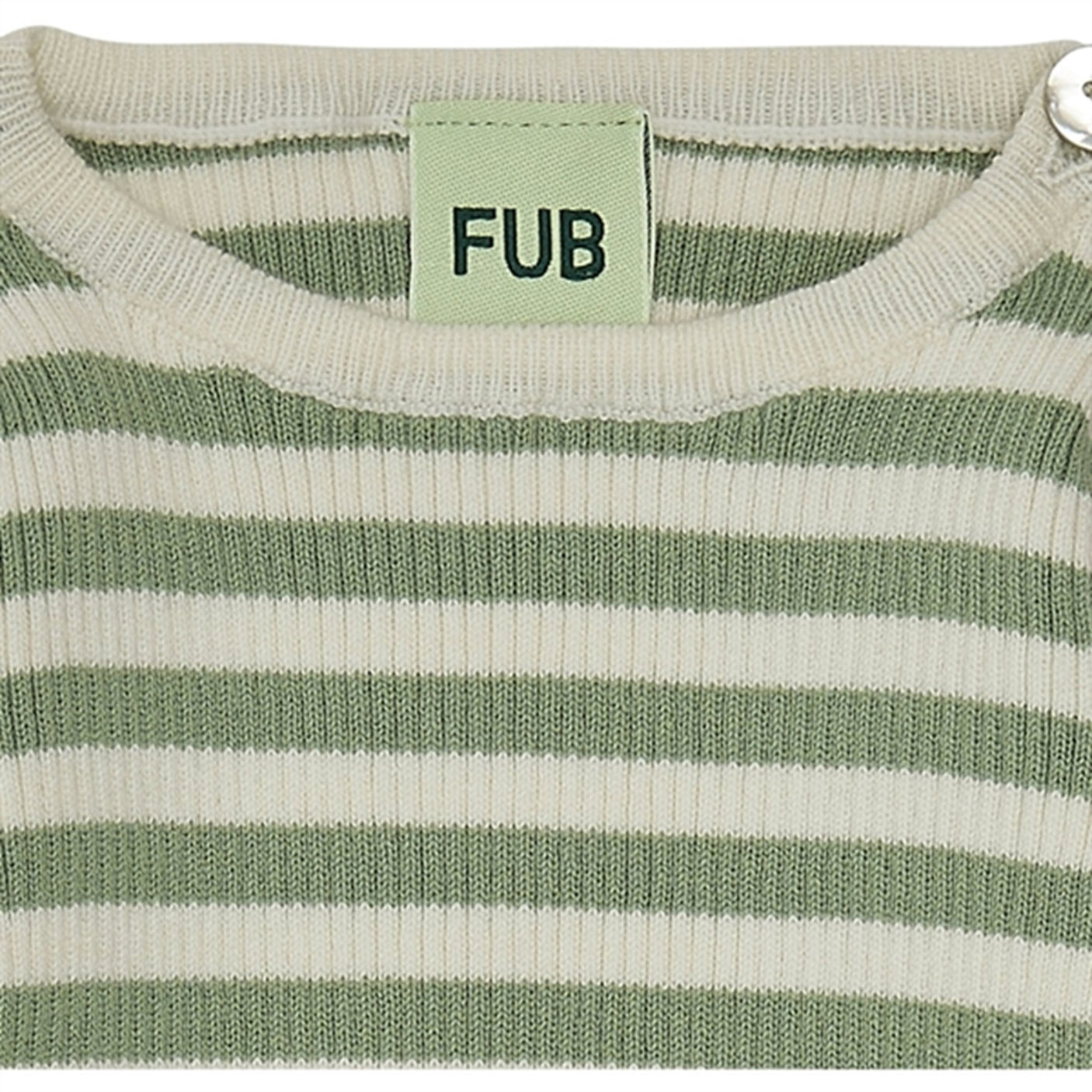 FUB Baby Striped Rib Blouse Ecru/Leaf
