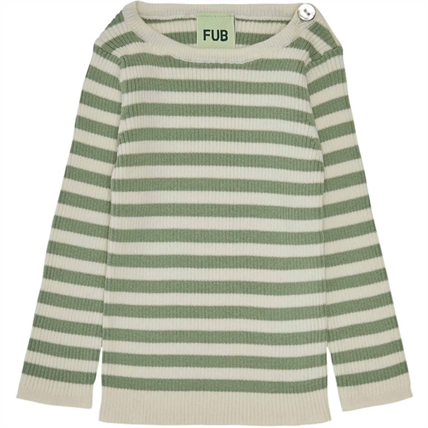 FUB Baby Striped Rib Blouse Ecru/Leaf