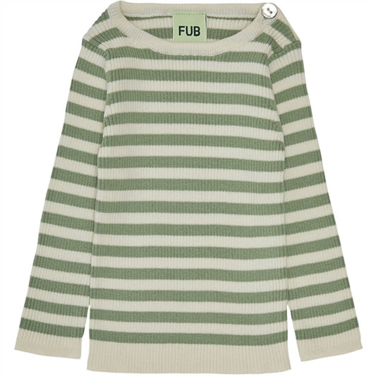FUB Baby Striped Rib Blouse Ecru/Leaf