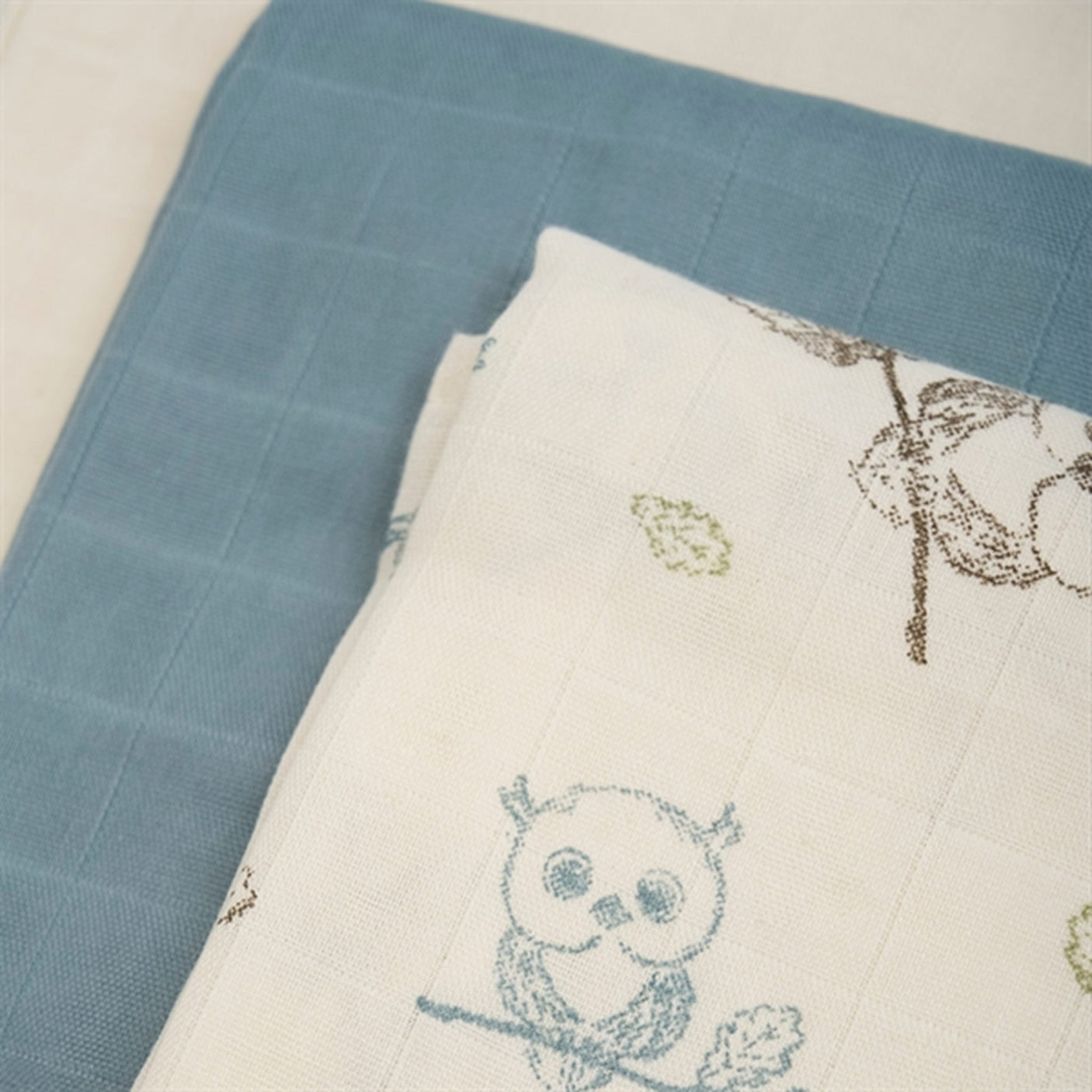 Pippi Organic Muslin Cloths 3-pack Metal Mint