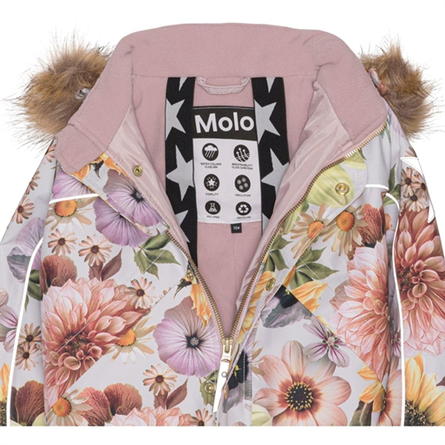 Molo Retro Flowers Polaris Fur Junior Snowsuit