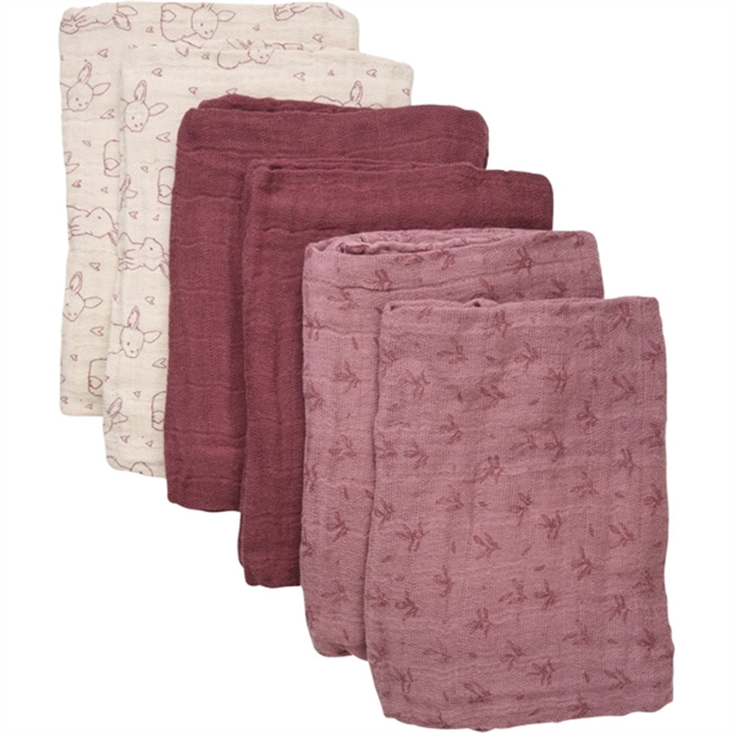 Pippi Organic Muslin Cloths 6-pack Old Rose