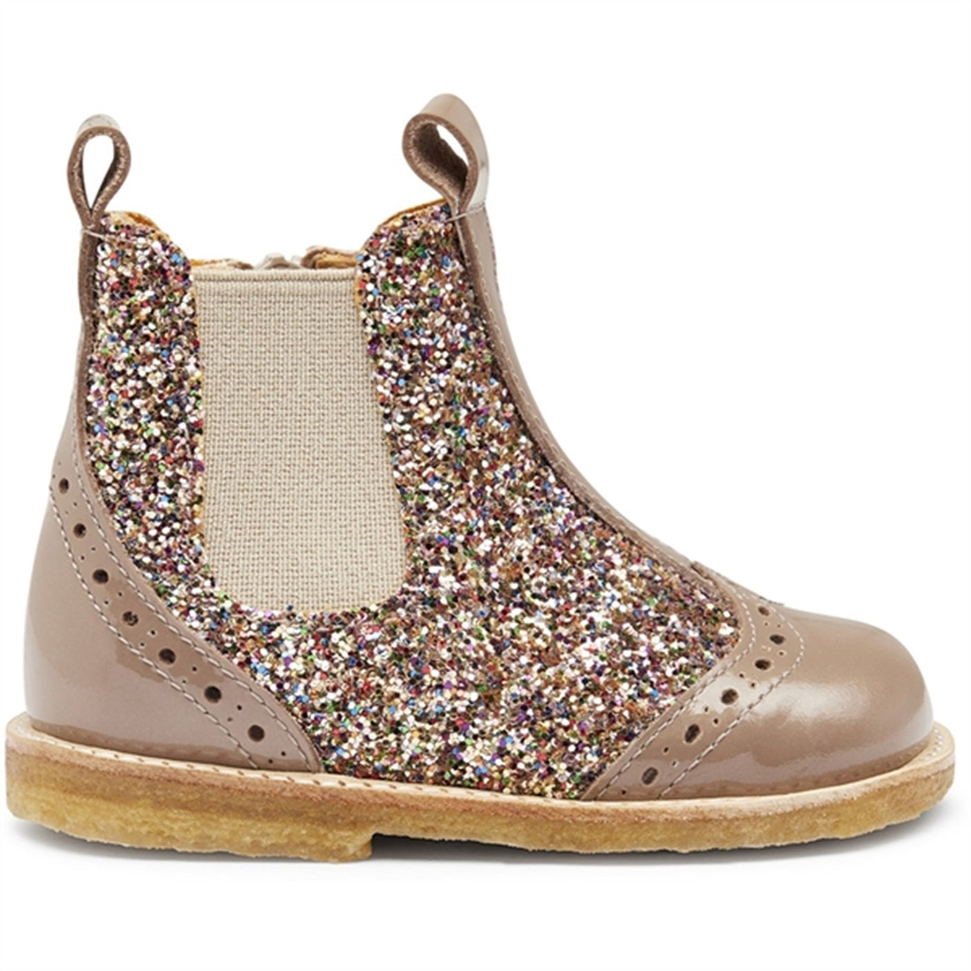 Angulus Starter Chelsea Boots With Zipper Nougat/Multi Glitter/Beige