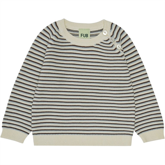 FUB Baby Purlrib Blouse Ecru/Glacier/Maroon